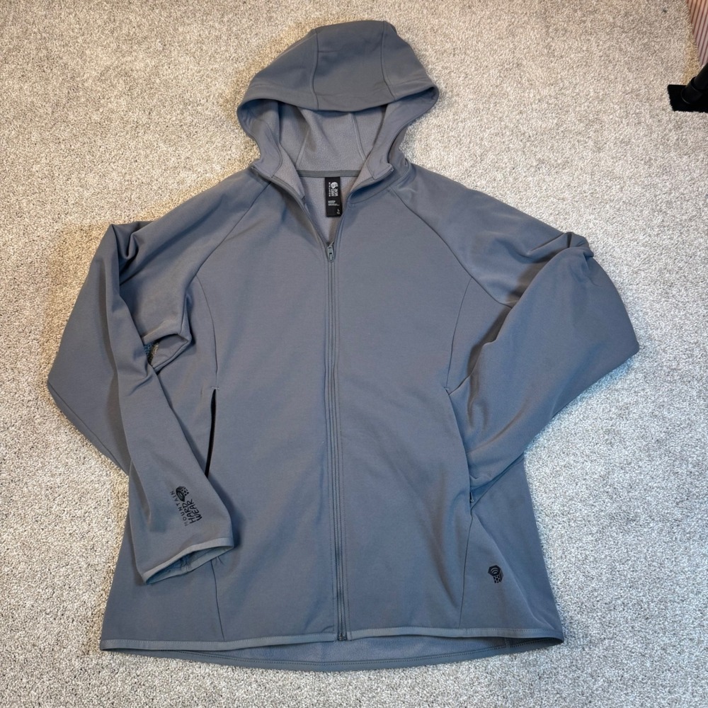 Mountain Hardwear Womens Gray Full Zip Hooded Fleece Jacket OL8644 Large